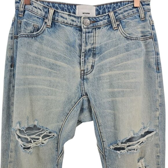 One Teaspoon Womens 27 Saints Trashed Distressed Boyfriend Jeans - Picture 3 of 16